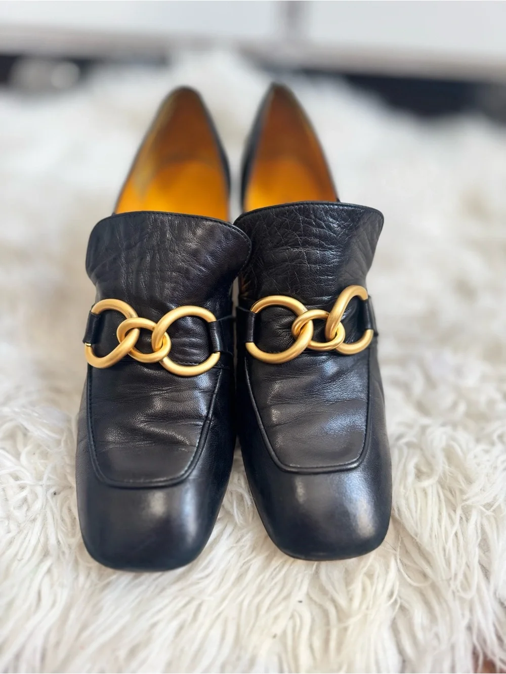 Mara Bini PERLA ITALIAN LEATHER HEELED LOAFER 39 US 9 womens